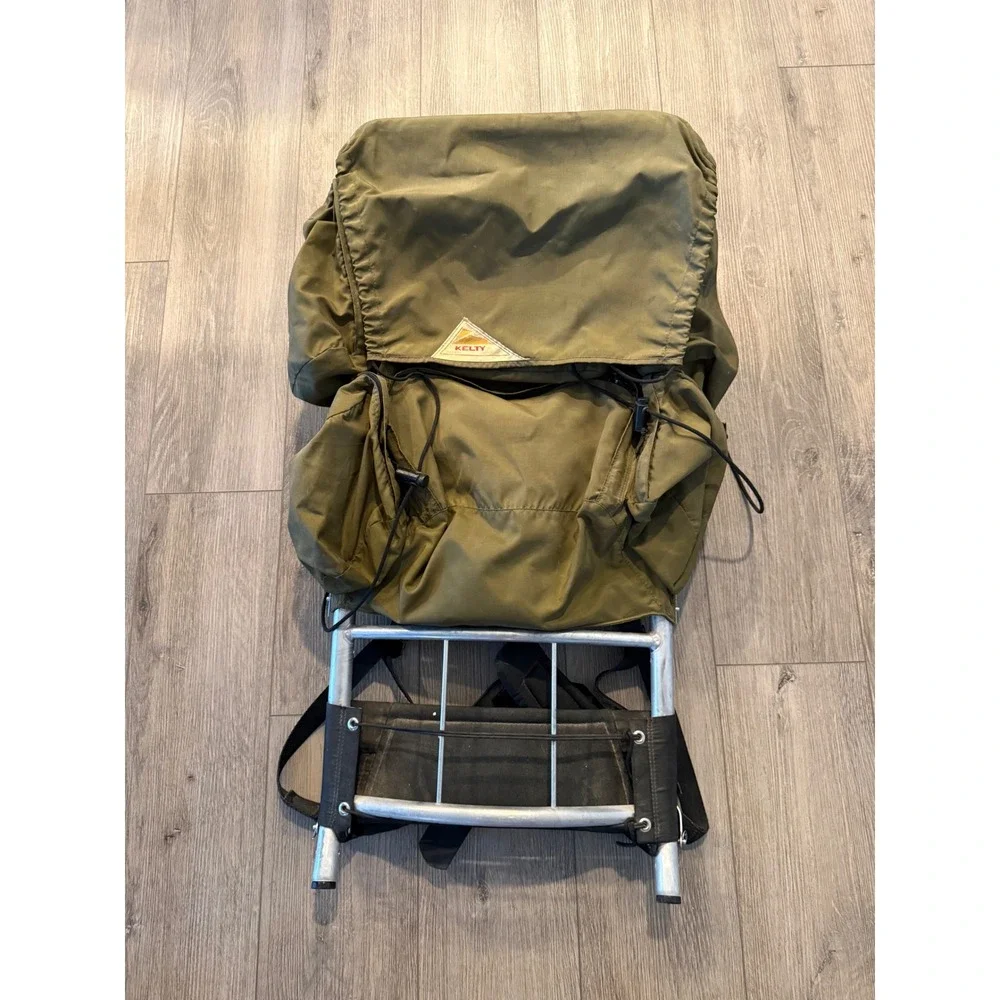 Vintage Kelty External Frame Backpack Olive Green Aluminum Hiking Camping Pack